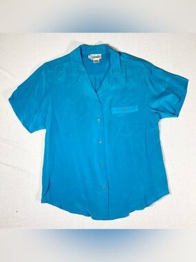 Rafaella Turquoise Short-Sleeve Button-Up Shirt